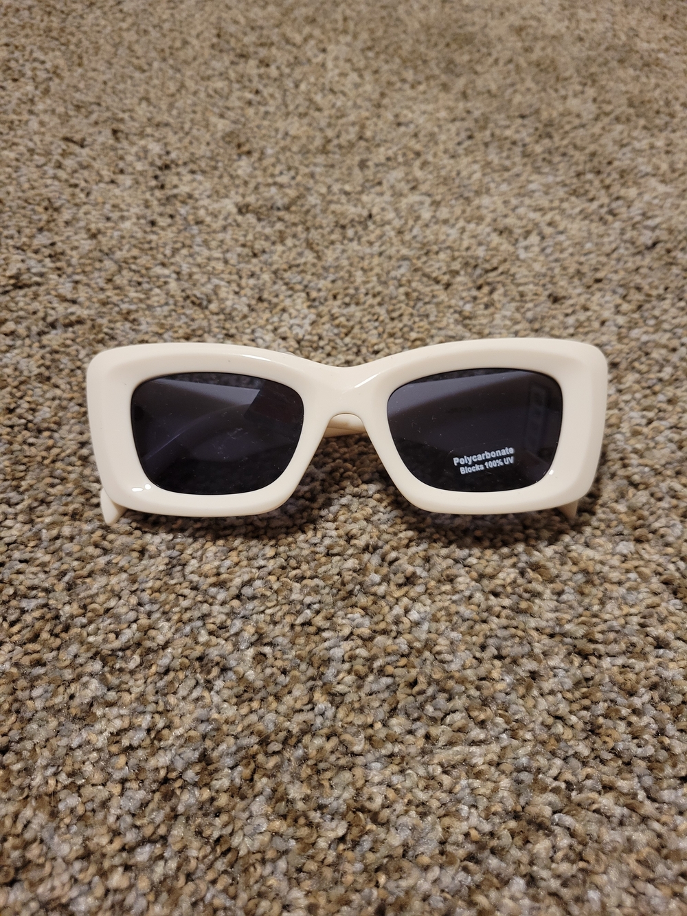 🌈5 For $20🌈 Tilly's Cream Rectangular Retro Sunglasses with Black Lenses